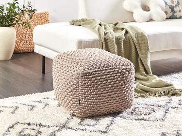 Cotton Pouffe Taupe KINGRI