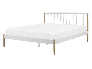 Kovová postel 140 x 200 cm bílo hnědá MAURS