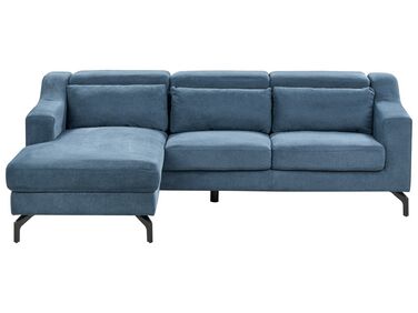 Canapé d'angle côté droit 4 places en tissu bleu GLOSLI