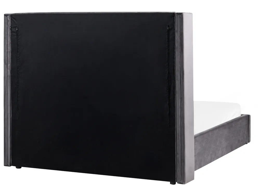 Ottoman Bed LUBBON Velvet Grey 160 x 200 cm (EU King Size)_766871