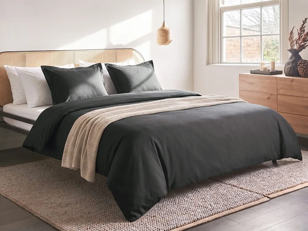 Bettwäsche-Set PARKROSE 200 x 200 cm Baumwollsatin Schwarz_1174600