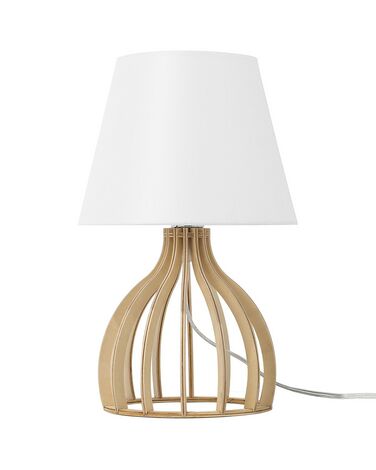 Wooden Table Lamp Light Wood and White AGUEDA