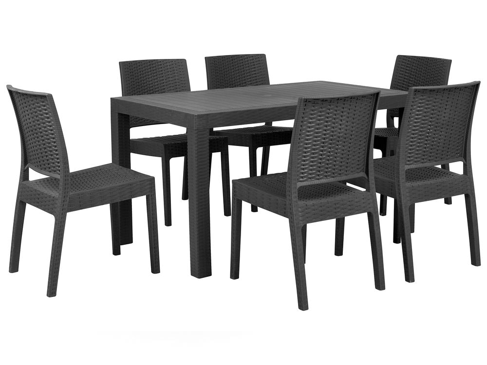 6 Seater Garden Dining Set Grey FOSSANO Beliani