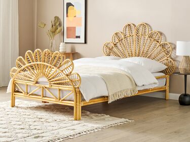 Rattan Peacock EU Double Bed Light Wood FLORENTINE