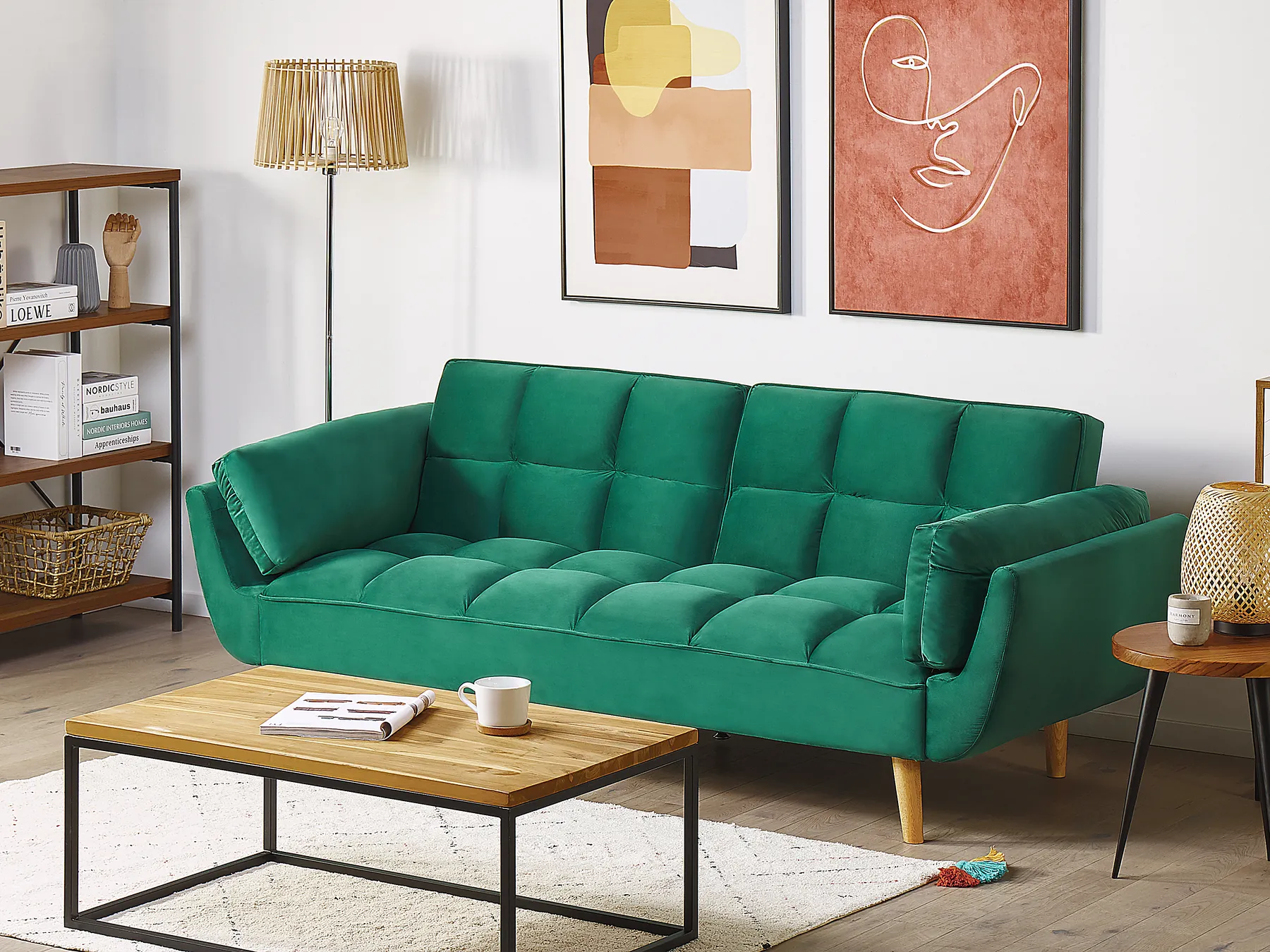 Divano letto 3 posti ASBY Velluto Verde_788034