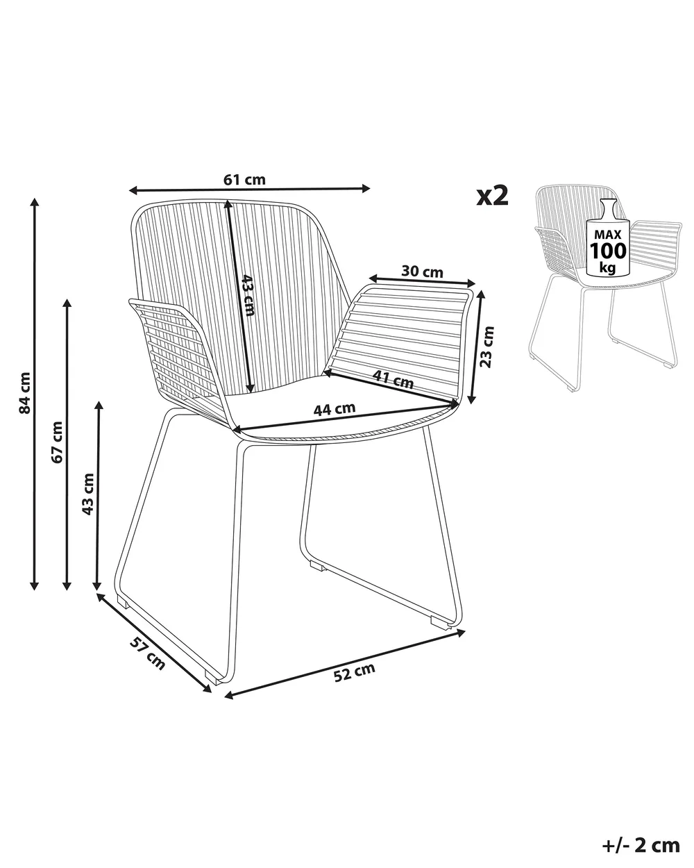 Set of 2 Dining Chairs APPLETON Metal Gold_907532