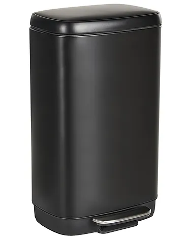 Mojawo Corbeille à Papier En Métal Noir - Poubelle Robuste 17 Litres, Hauteur 30 Cm Pour Bureau, Maison Et Salon