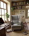 Wingback Chair ABSON Fabric Grey