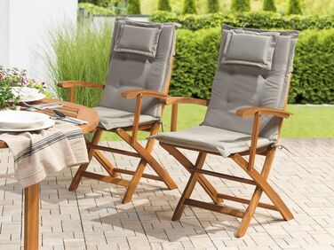 Set of 2 Outdoor Seat/Back Cushions Taupe MAUI