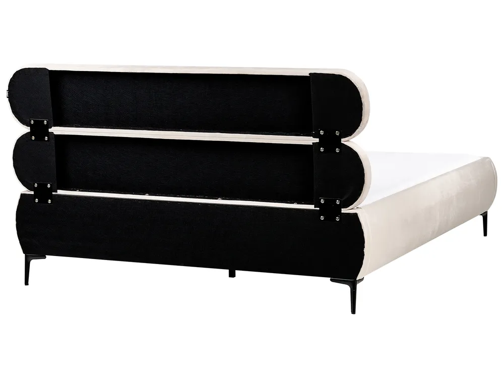 Bed Velvet LESSAY 160 x 200 cm (EU King Size) Light Beige_982192