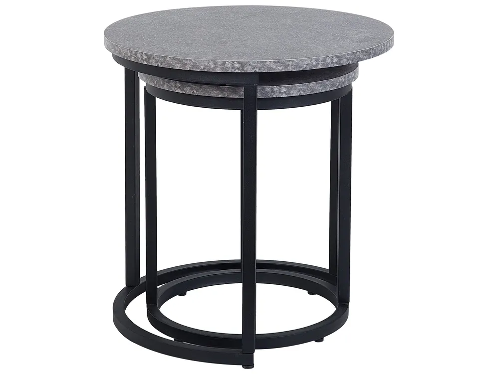 Set of 2 Side Tables DIXIE Grey Concrete Effect_735544