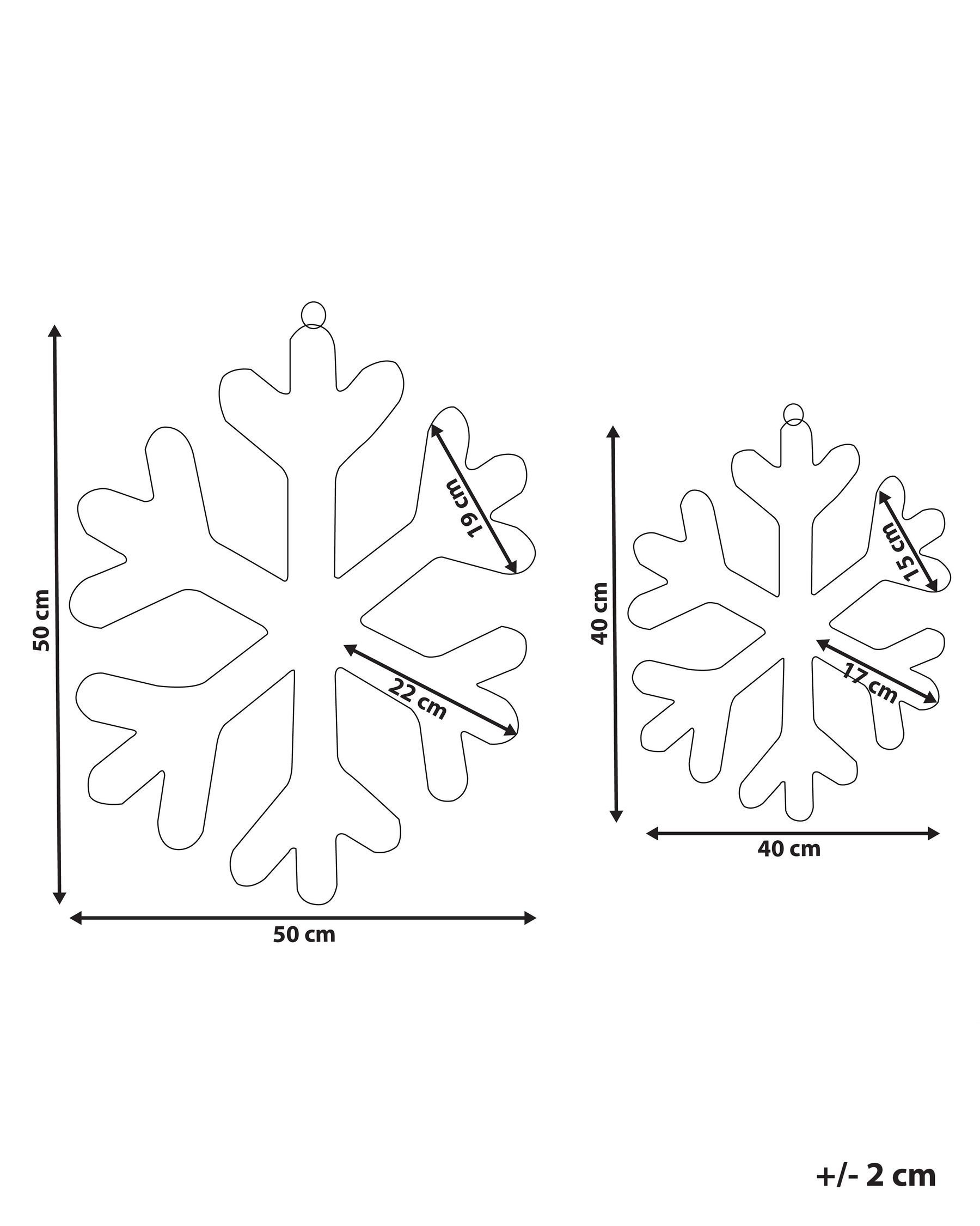 Set of 2 Christmas Decorations LED GURRE 40/50 cm Snowflake White_1015515