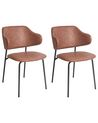 Set of 2 Faux Leather Dining Chairs Brown KENAI_939007