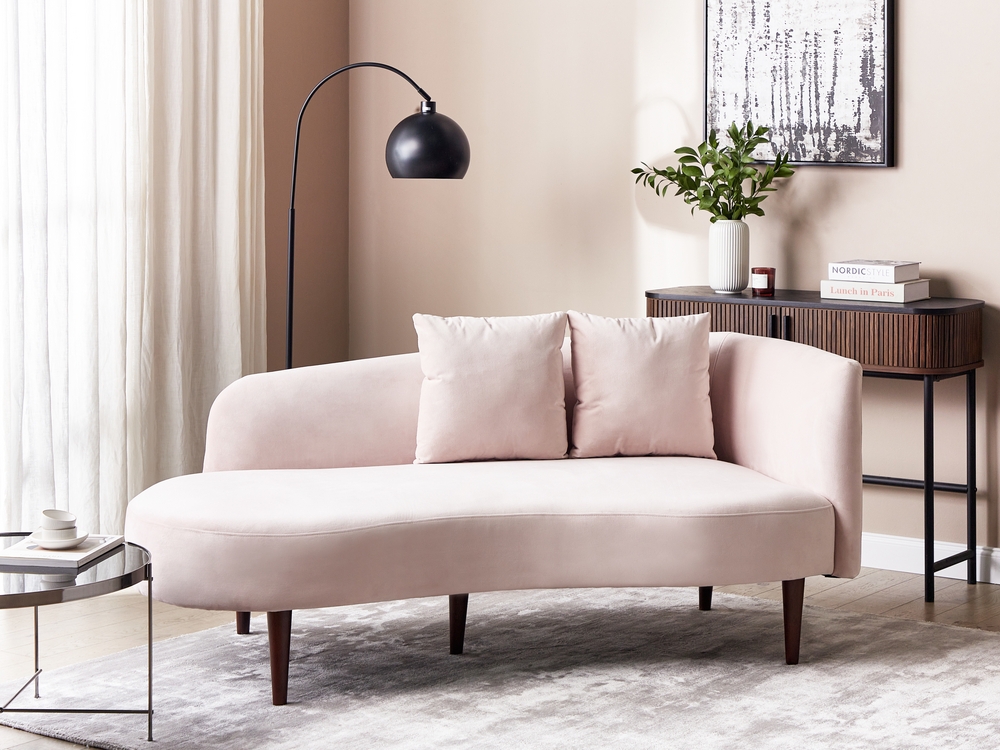 Right Hand Velvet Chaise Lounge Pink CHAUMONT Beliani.pl