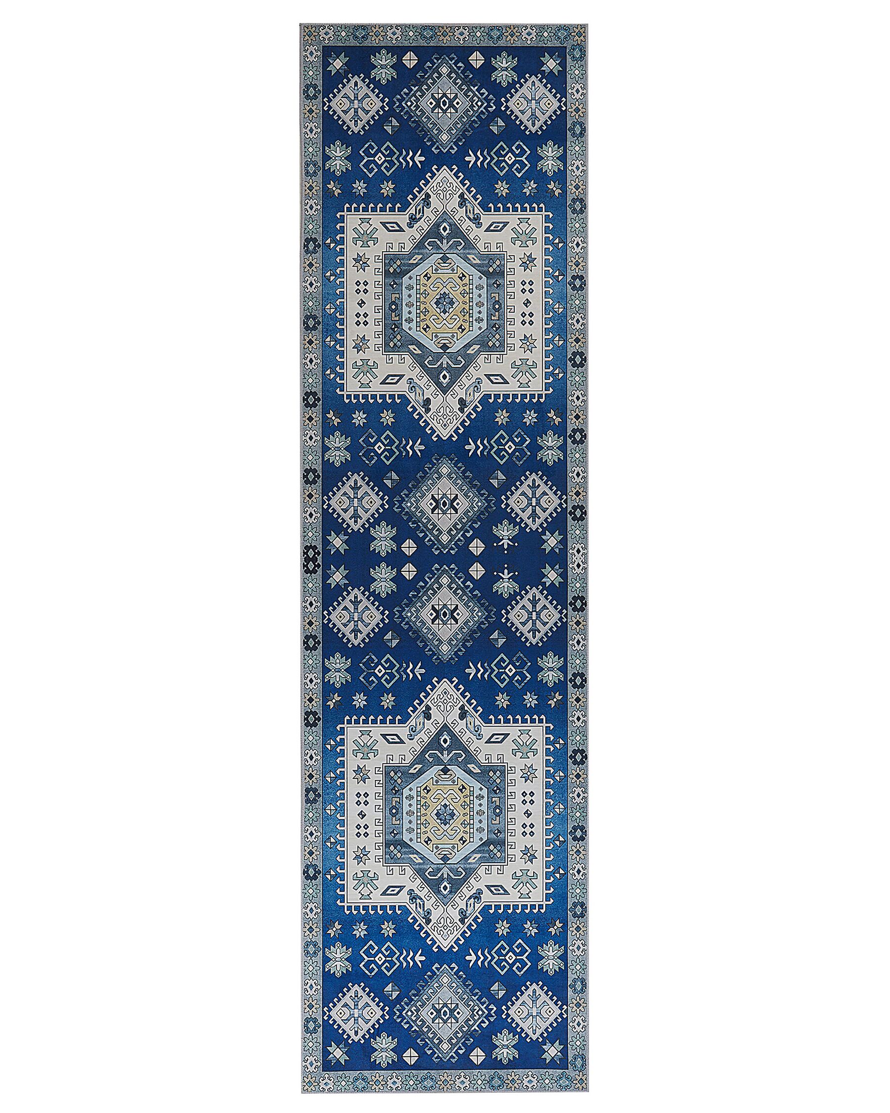 Runner Rug 80 x 300 cm Blue and Beige PARVAKADLI_831584