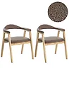 Set of 2 Dining Chairs ONECO Wood Light Brown/ Taupe