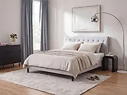 Bed Fabric SAVERNE 160 x 200 cm (EU King Size) Light Grey_1182302