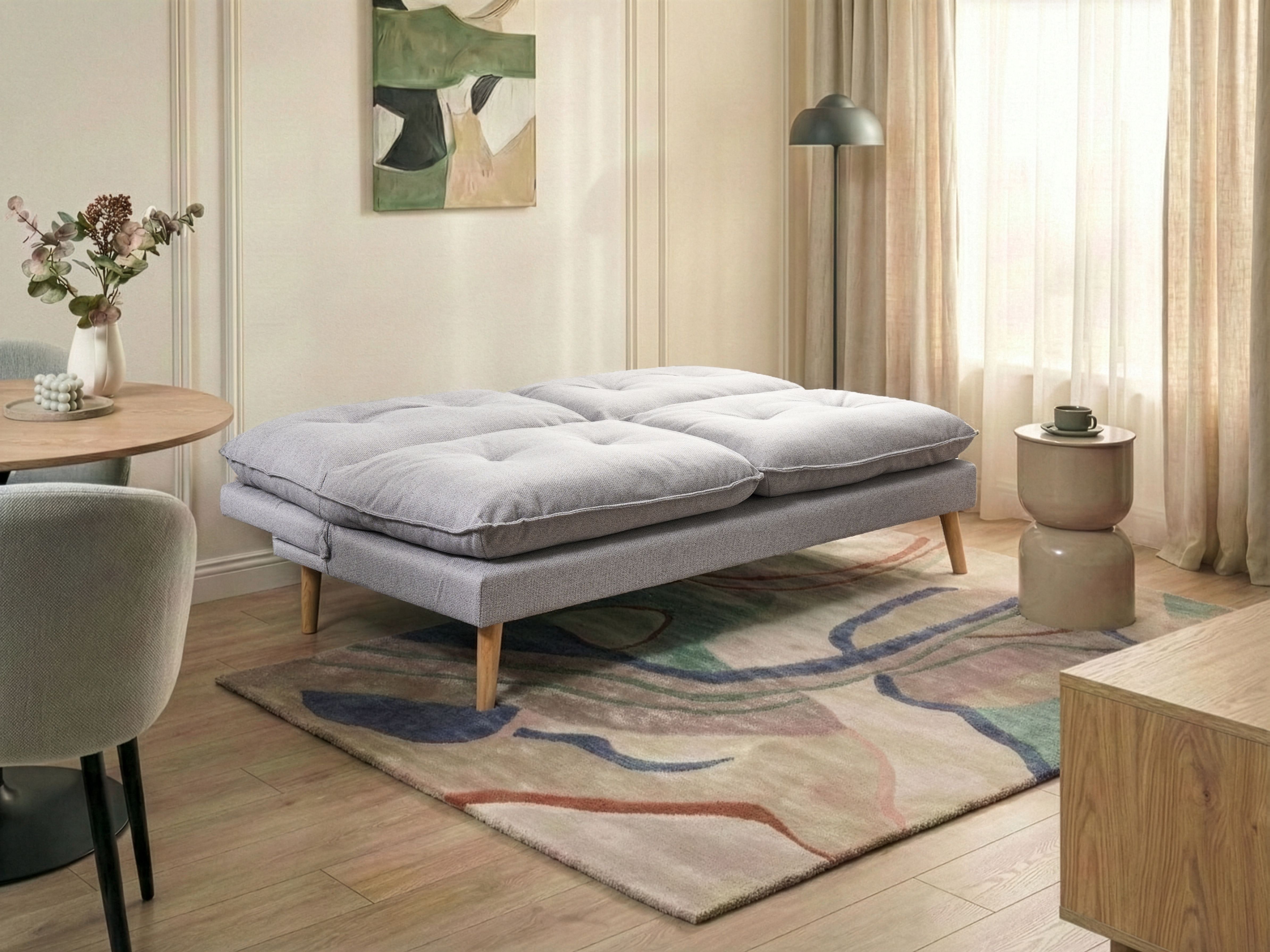 Sofa Bed 3 Seater YILA Fabric Grey_1068101