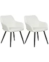 Conjunto de 2 sillas de comedor CASMALIA Terciopelo Blanco crema