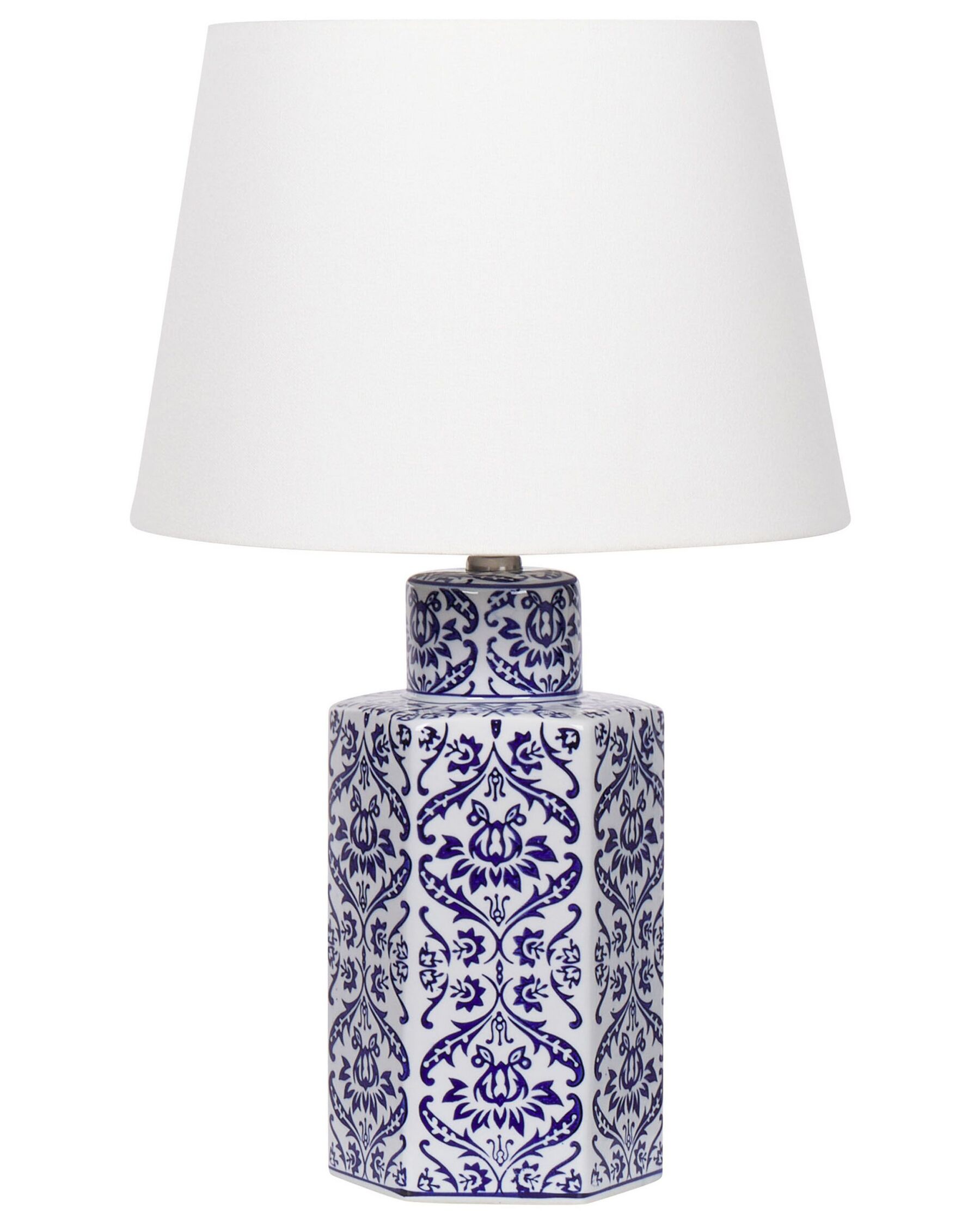 Lampada da tavolo porcellana bianca e blu 53 cm MARCELIN_882985