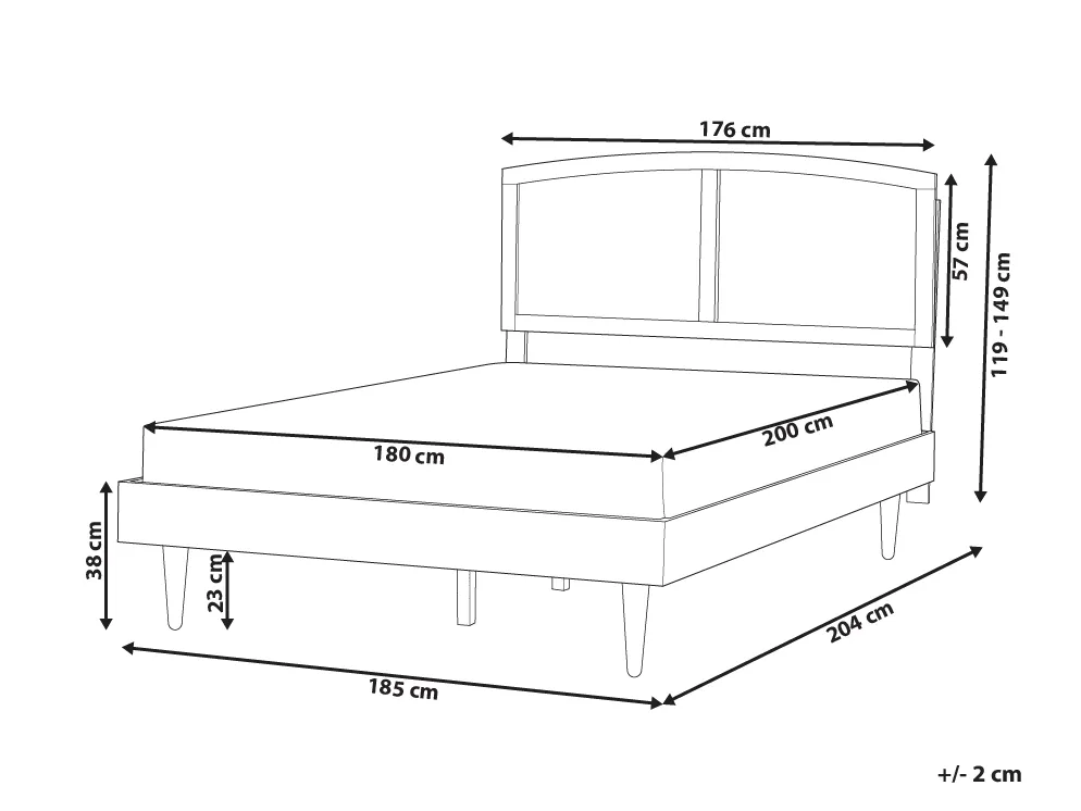 Bed with LED Rattan VARZY 180 x 200 cm (EU Super King) Brown_899932
