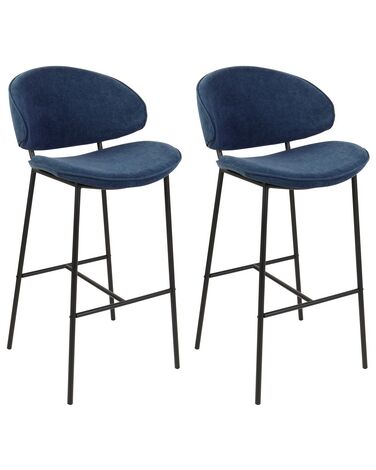 Sada 2 čalouněných barových židlí modrá KIANA