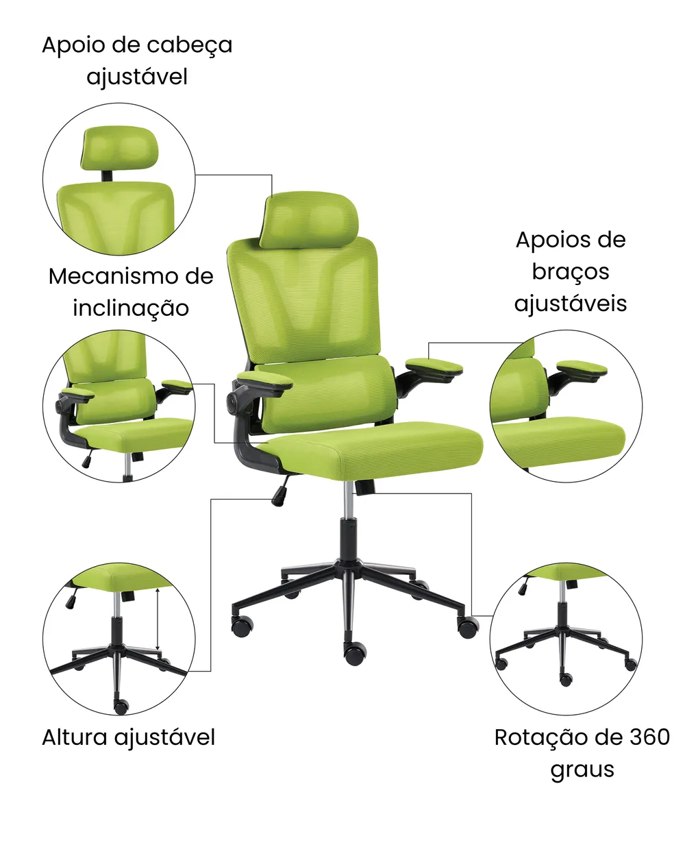 Cadeira de escritório KRYOS Verde lima_1074216