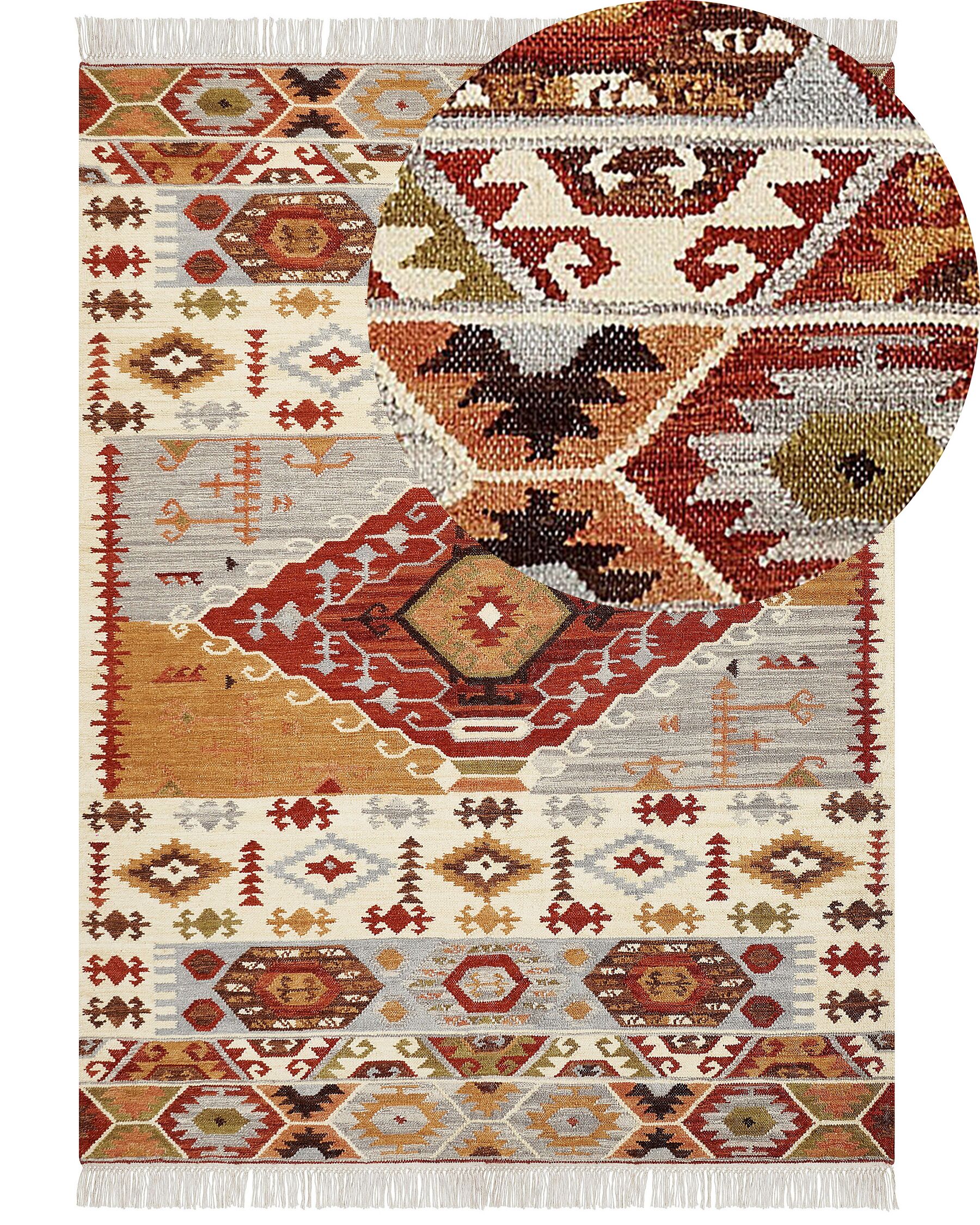 Kelim Teppich Wolle mehrfarbig 160 x 230 cm geometrisches Muster Kurzflor PROSHYAN_859429