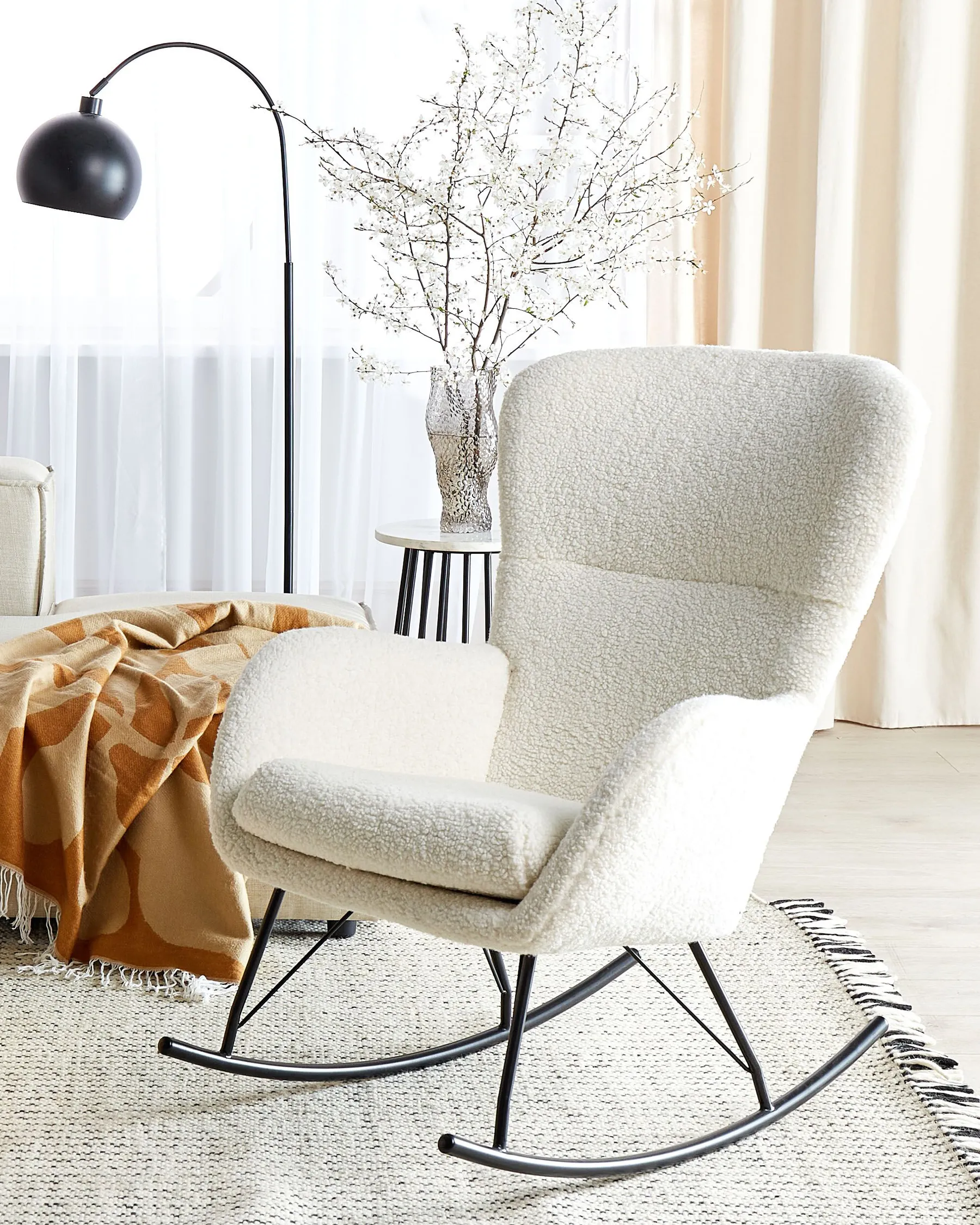 Poltrona a dondolo ANASET Bouclé Beige chiaro_855448