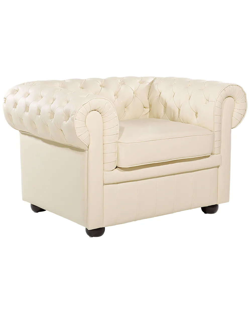 Fotel CHESTERFIELD Skóra naturalna Jasnobeżowy