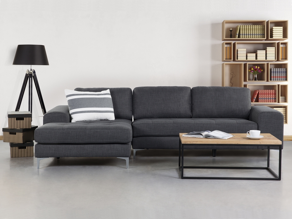 Dark grey fabric corner sofa discount