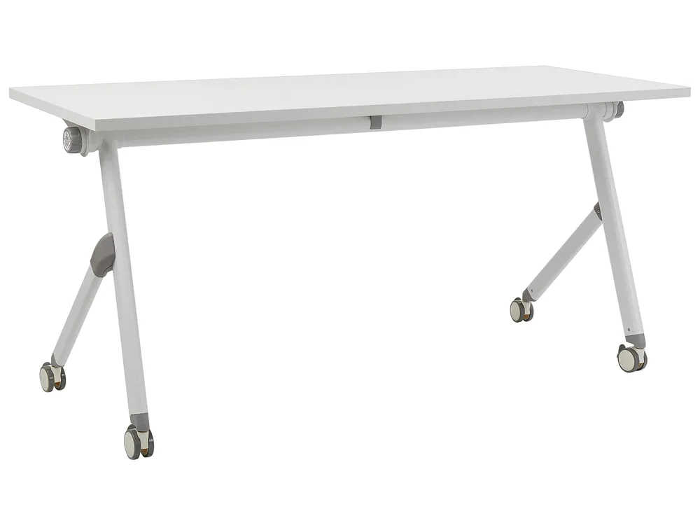 Foldable Office Desk BENDI 160 cm 60 cm with Wheels White
