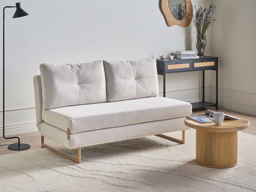 Sofá-cama 3 lugares JERSLEV Tecido Branco creme