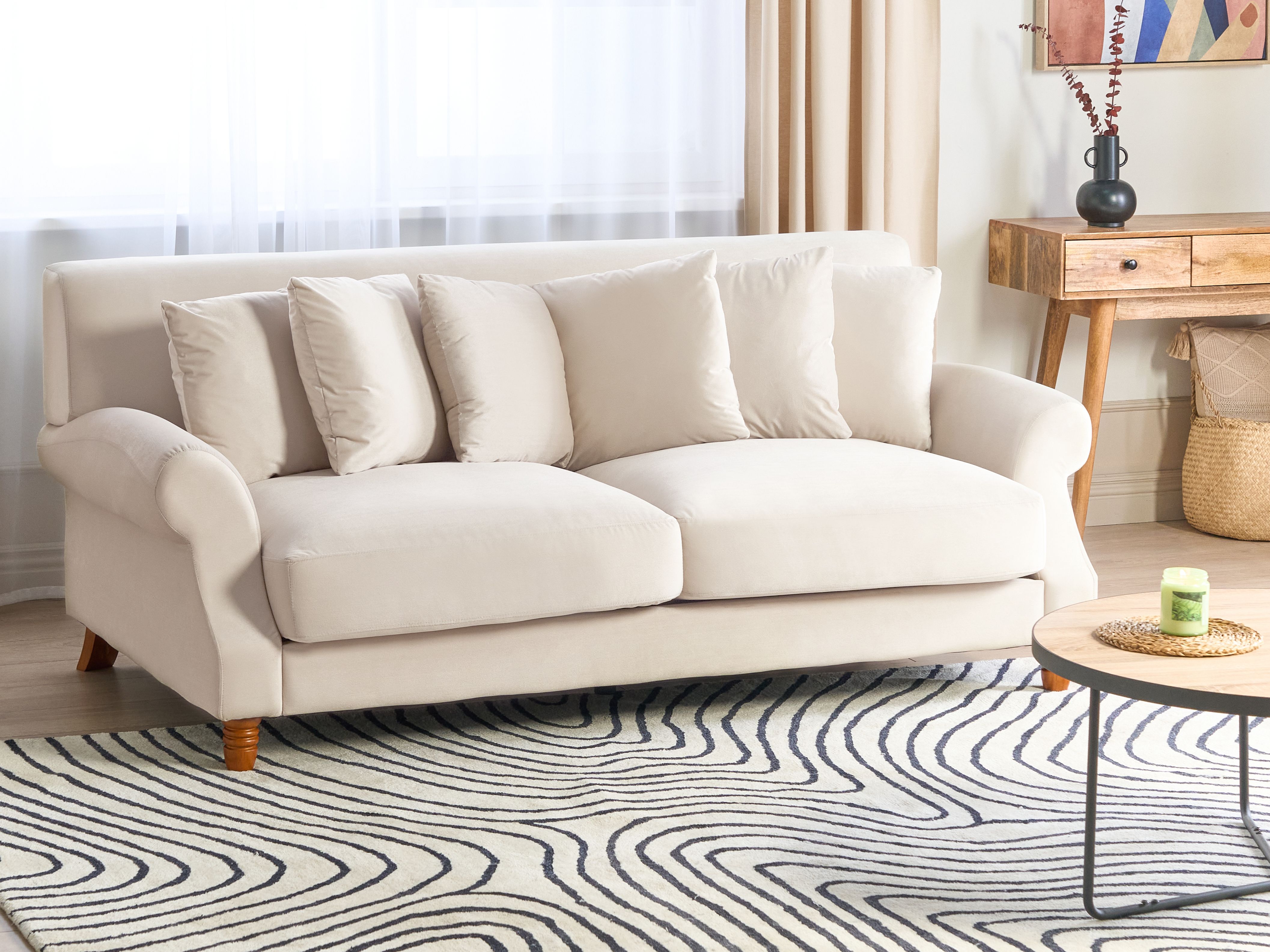 2 Seater Velvet Sofa Off White EIKE Beliani