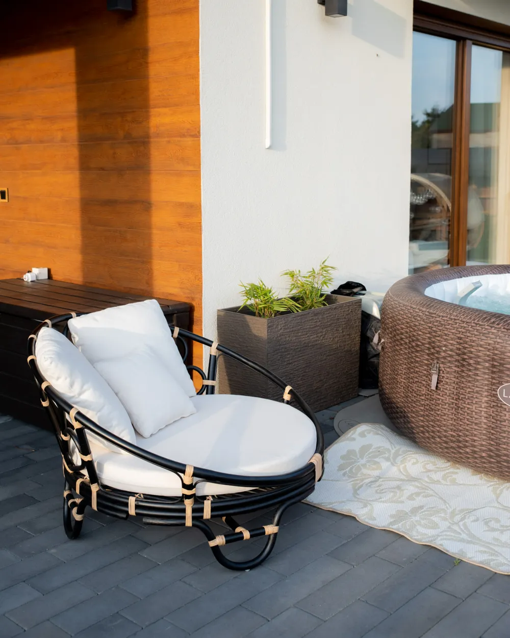 Garden Daybed ROSSANO Rattan Black_981188