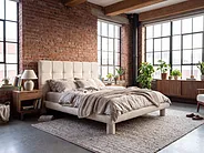 Bed Boucle CRESSAT 140 x 200 cm (EU Double) Off-White_1150971