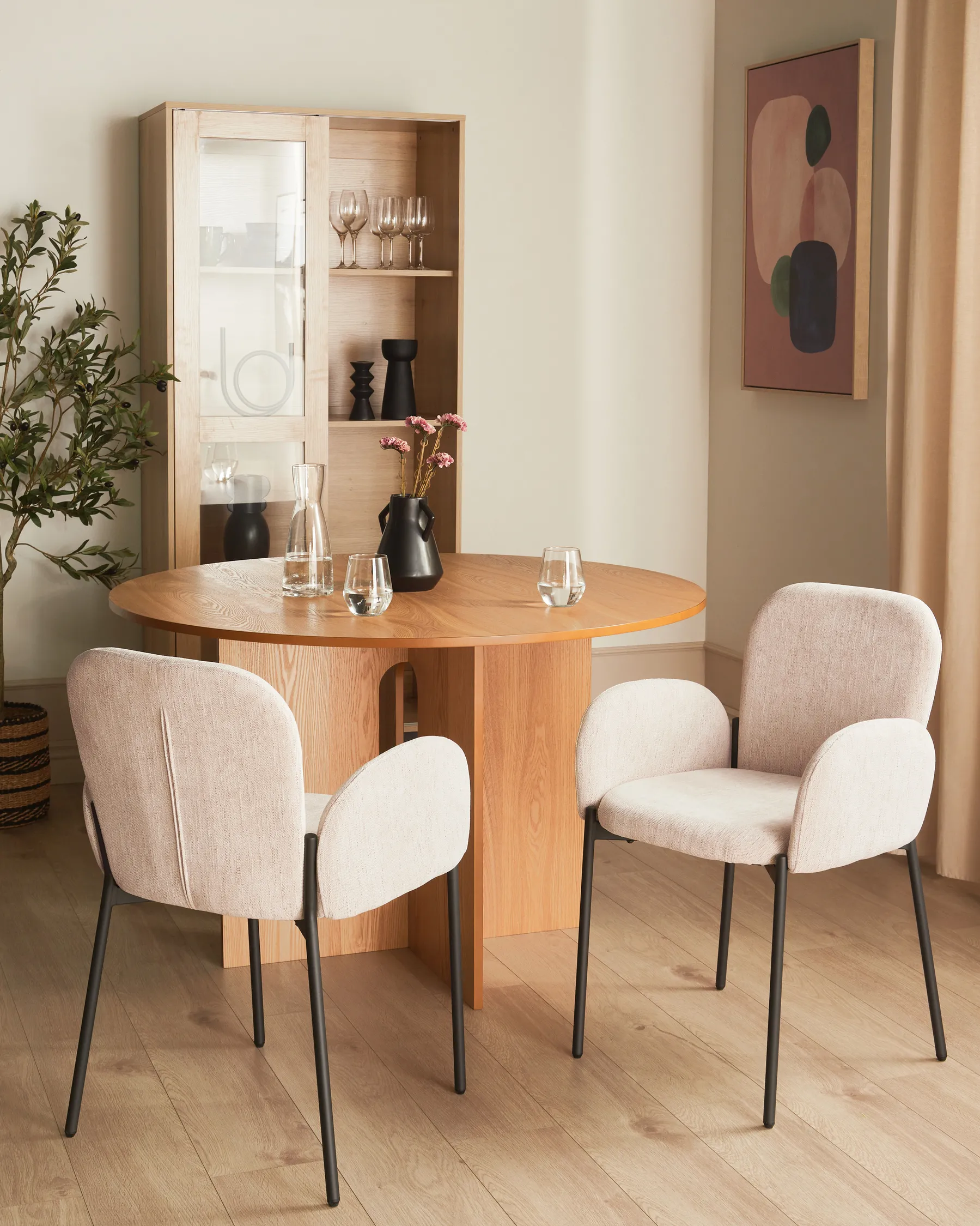 Set of 2 Dining Chairs ALBEE Beige_908153
