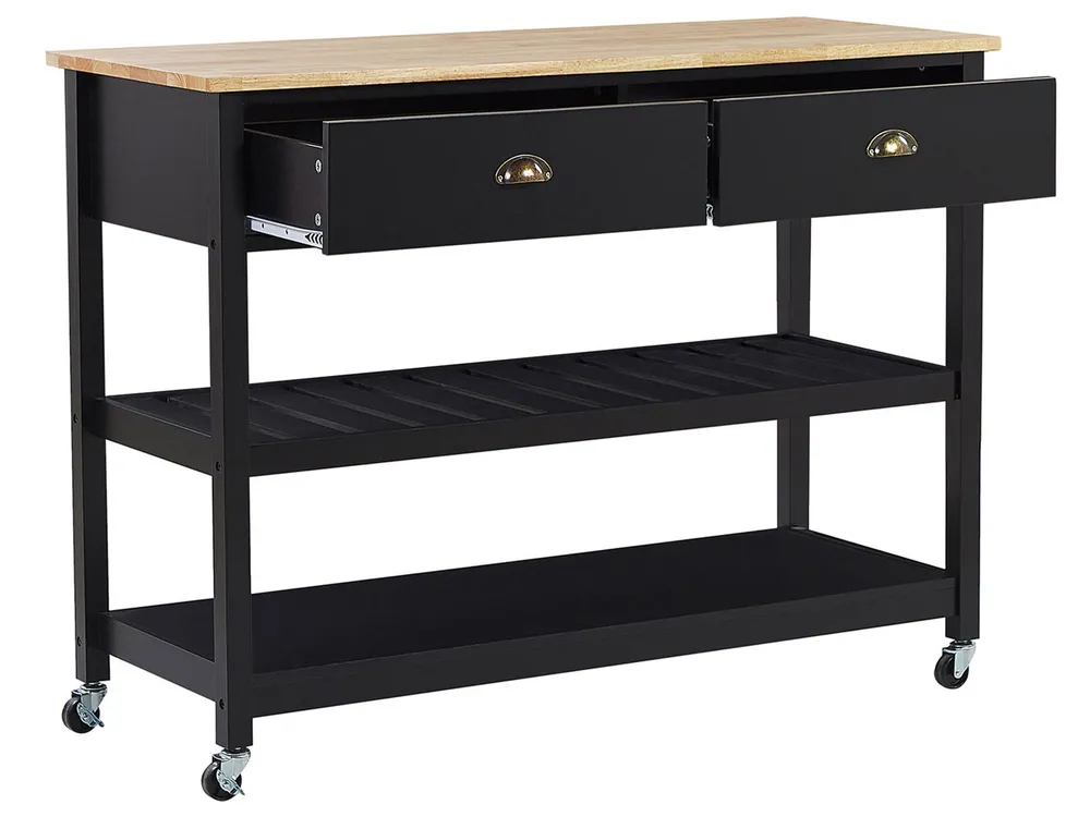 Kitchen Trolley NAVARINO Wood Black_774594