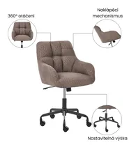 Skrivebordsstol PALMDALE Boucle Mørkebrun_1073318