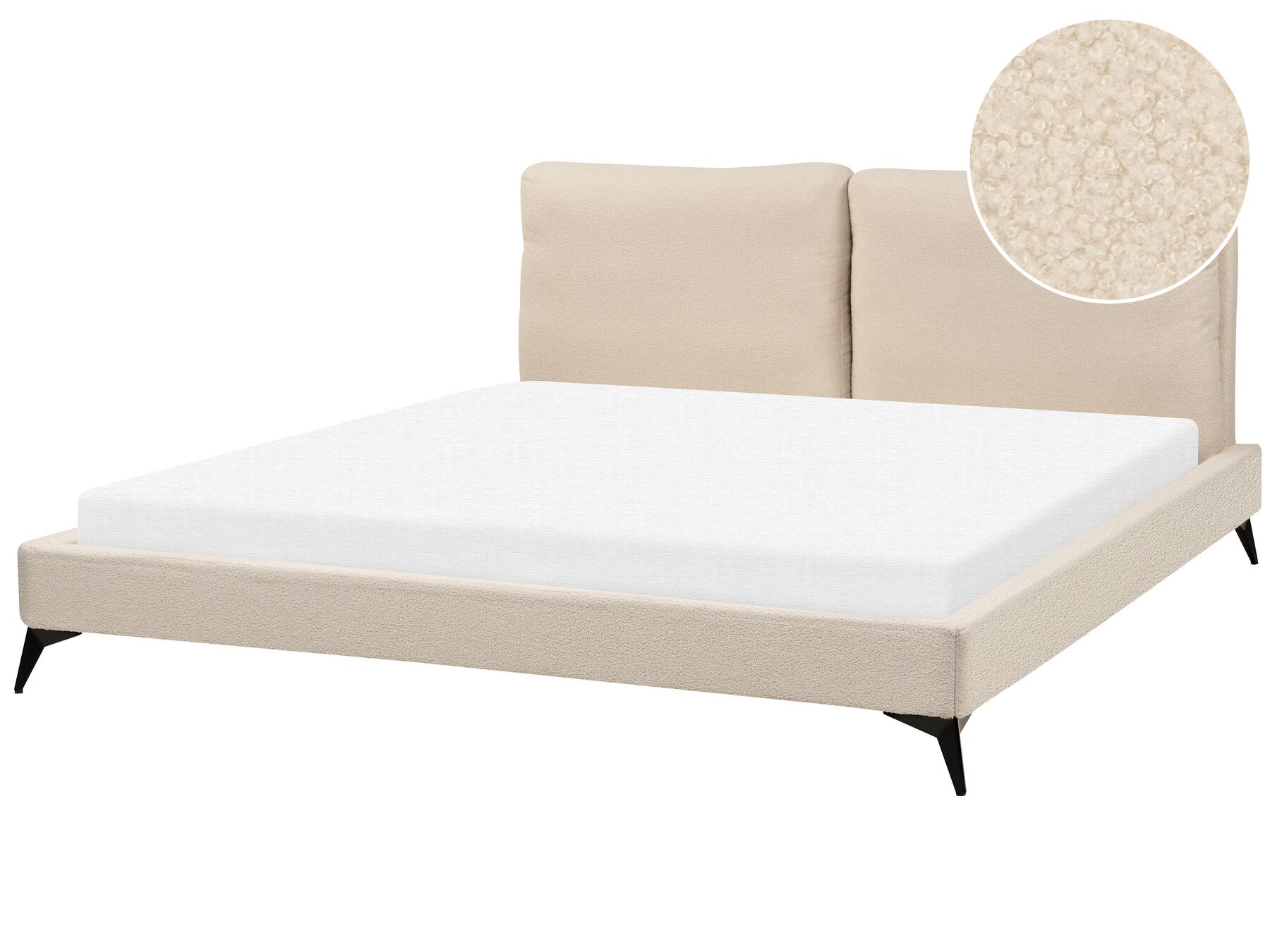 Boucle EU Super King Size Bed Beige MELLE_882622