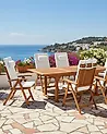 Set of 6 Garden Chairs with Cushions JAVA PREMIUM Acacia Wood Off-White