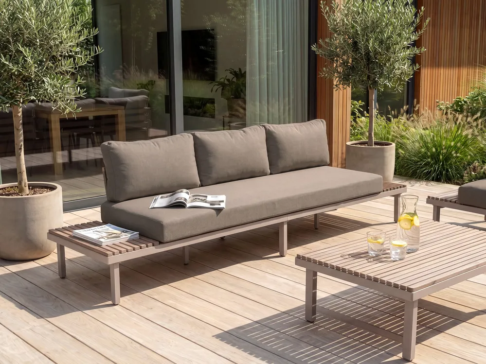 Garden Sofa 3 Seater FIVIZZANO Acacia Wood Beige
