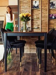 Set di 2 sedie da pranzo MAGALIA Velluto Nero_828358
