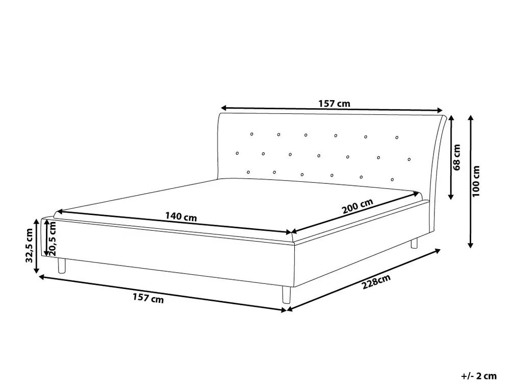 Bett mit Lattenrost Stoff SAVERNE 140 x 200 cm Hellgrau_692749