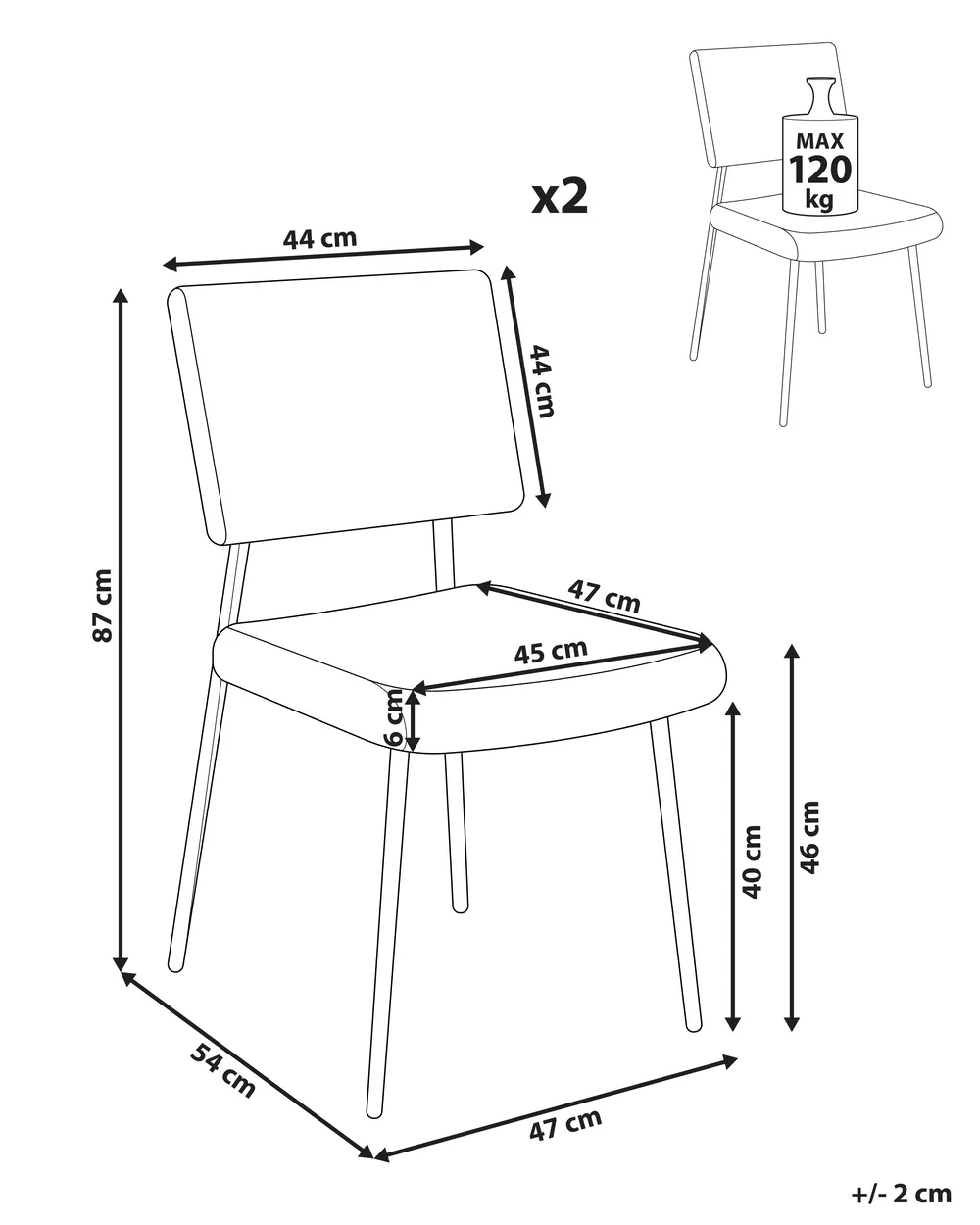Set of 2 Dining Chairs STURGIS Corduroy Taupe_962573