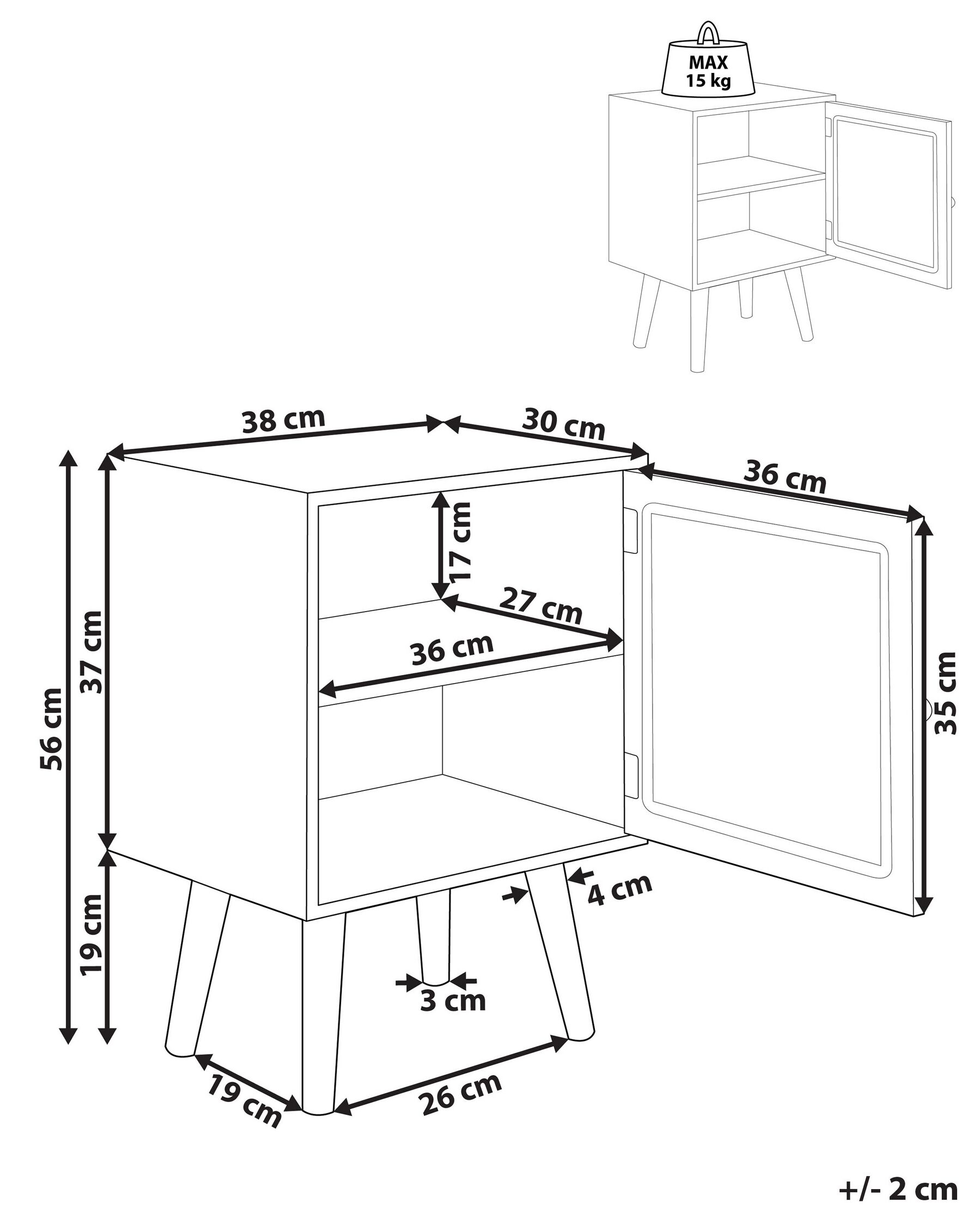 Rattan Door Bedside Table Light Wood ALMO_845567