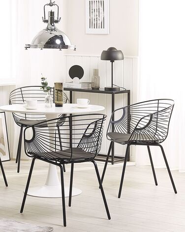 Set of 2 Metal Dining Chairs Black HOBACK