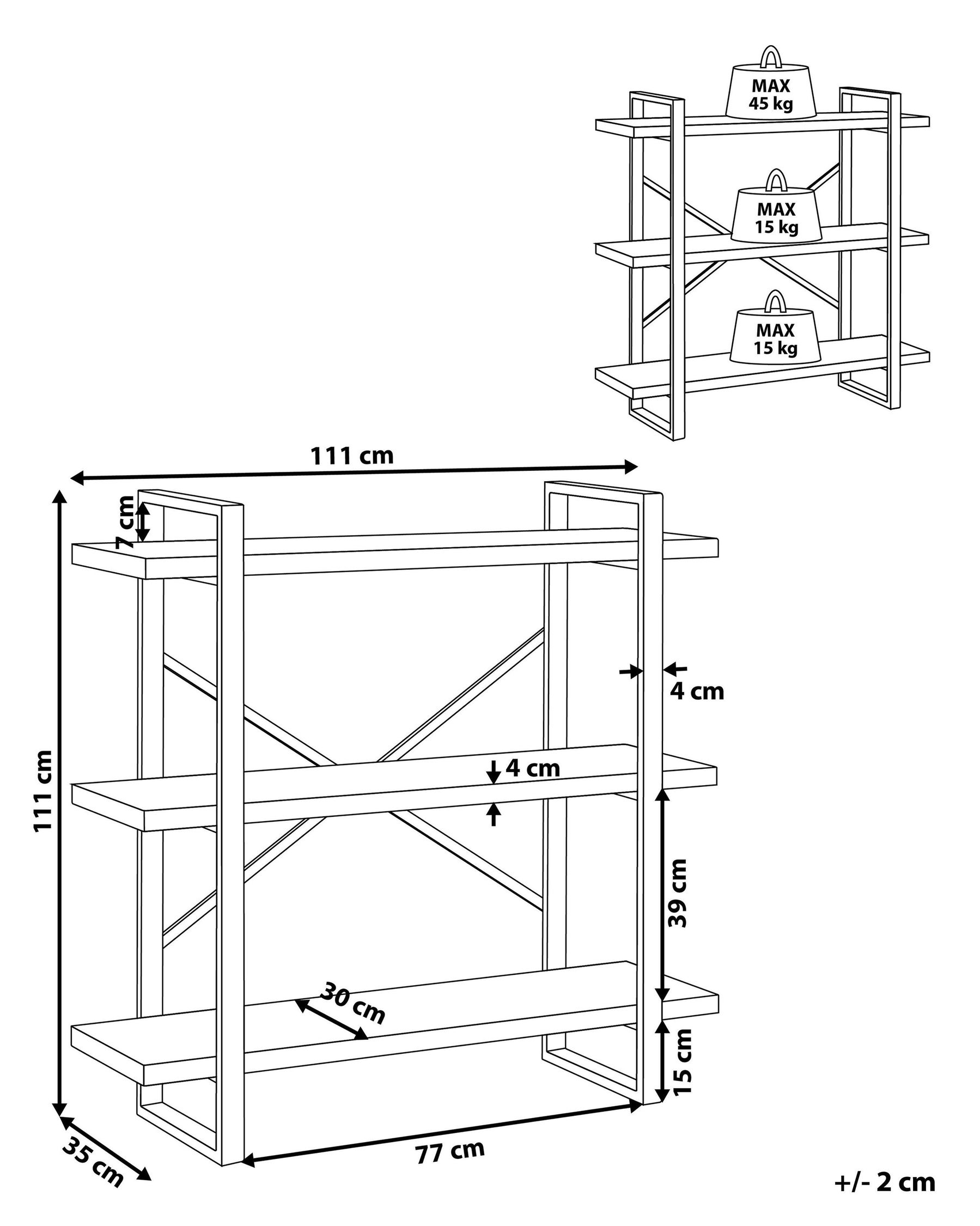 3 Tier Bookcase Light Wood TIMBER_771962