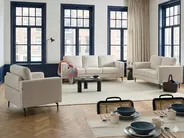 Sofa 3 Seater LOUSTO Fabric Light Beige_1043929