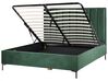 Sametová souprava nábytku postel 180 x 200 cm +2 noční stolky tmavě zelená SEZANNE_892559